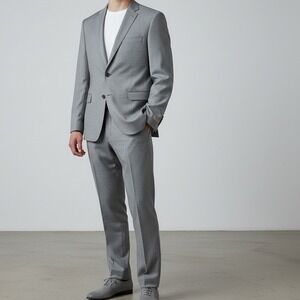 Tazio Italy Mens Ultra Slim Fit 2 Piece Suit Gray Sharkskin 50R 44W NWT sleek